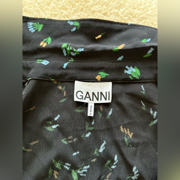 Ganni PRINTED CREPE DRESS IN VERDANT GREEN size 40 - Picture 8 of 8